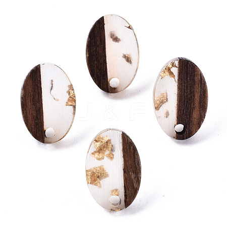 Transparent Resin & Walnut Wood Stud Earring Findings MAK-N032-004A-F01-1