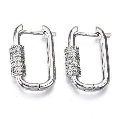 Brass Micro Pave Cubic Zirconia Huggie Hoop Earring EJEW-T046-010A-NF-1