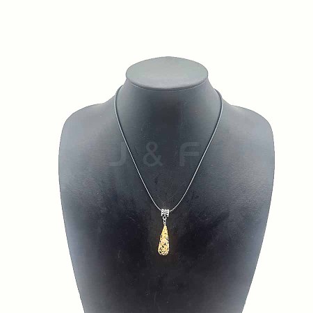 Natural Dalmatian Jasper Teardrop Pendant Necklaces for Women NY3810-1-1