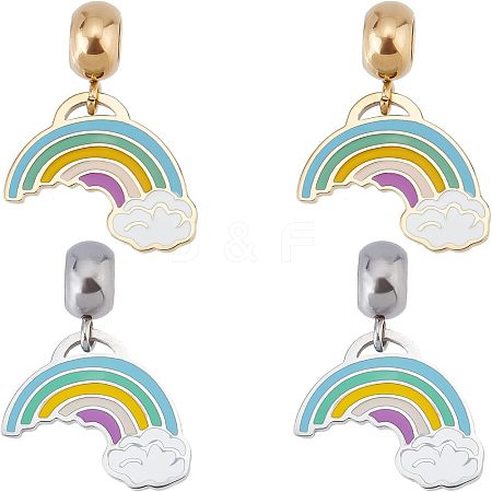 Unicraftale 4Pcs 2 Colors 304 Stainless Steel European Dangle Charms STAS-UN0034-28-1