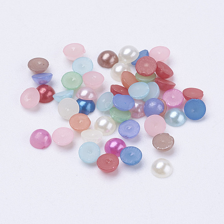 Half Round Domed Imitated Pearl Acrylic Cabochons OACR-H001-4x2mm-1