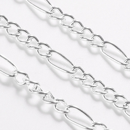 Silver Color Plated Iron Handmade Chains Figaro Chains Mother-Son Chains X-CHSM038Y-S-1