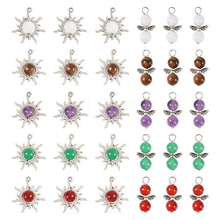 40Pcs 10 Styles Natural Gemstone Pendants G-TA0001-88-1