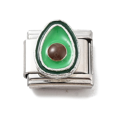 Avocado 304 Stainless Steel Enamel Connector Charms STAS-L023-001-1
