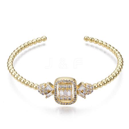 Sparkle Cubic Zirconia Ball Beaded Cuff Bangle for Her BJEW-N012-004-NF-1