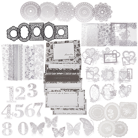 Black & White Lace DIY Scrapbooking Kits STIC-WH0024-01-1