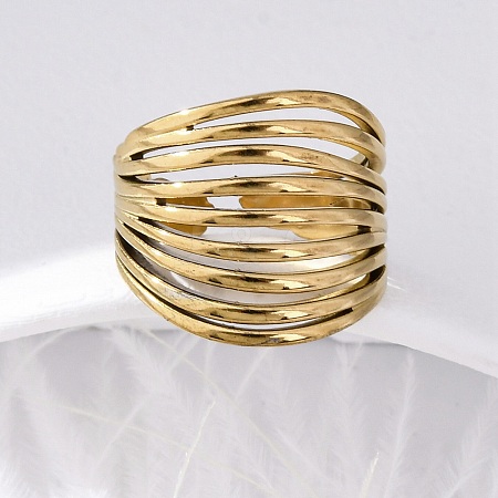 304 Stainless Steel Open Cuff Rings for Women RJEW-F174-04G-1