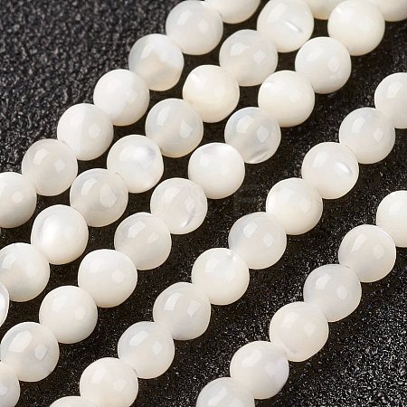 Natural White Shell Beads Strands X-G-G680-54-1