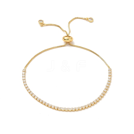 Adjustable Rack Plating Brass Cubic Zirconia Chain Bracelets X-BJEW-A132-01G-1