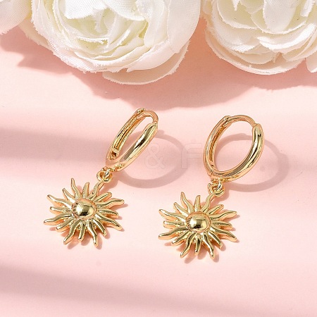Sun Brass Hoop Earrings EJEW-H180-30A-G-1