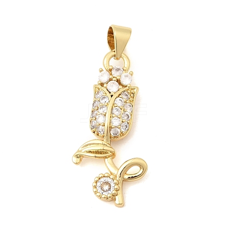Brass Micro Pave Clear Cubic Zirconia Pendants KK-A296-07B-G-1