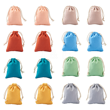 Magibeads 40Pcs 8 Colors Polycotton Canvas Packing Pouches ABAG-MB0001-07-1