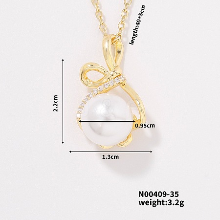 Fashionable Brass Clear Cubic Zirconia Pendant Cable Chain Necklaces for Women FN2830-2-1