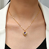 Heart Cubic Zirconia Pendant Necklace with Brass Chains HL6182-2