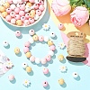Flower & Round Natural Wooden Beads WOOD-YW001-76-4