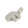 Brass Micro Pave Clear Cubic Zirconia Pendants KK-B099-01P-F-2