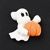 Ghost with Pumpkin Opaque Resin Cabochons RESI-F031-09-3
