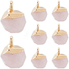 8Pcs Electroplate Natural Rose Quartz Star Cut Round Charms G-SC0003-04-1