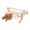 Christmas Candy Cane & Star & Bowknot Charms Alloy Safety Pin Brooch JEWB-TA00002-4