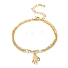 Brass Charms Double Layer Bracelets for Women BJEW-P342-03G-1