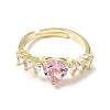 Brass Pave Cubic Zirconia Cuff Open Rings CU-CBA5C10-02G-4