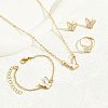 Butterfly Alloy Enamel Bracelets & Stud Earrings & Pendant Necklaces & Rings Sets for Women OE9237-2