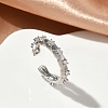 Brass Micro Pave Cubic Zirconia Cuff Open Rings RJEW-C163-12P-1