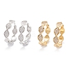 Brass Micro Clear Pave Cubic Zirconia Huggie Hoop Earrings EJEW-F264-21-1