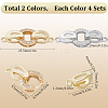 SUNNYCLUE 8Pcs 2 Colors Brass Micro Pave Clear Cubic Zirconia Fold Over Clasps KK-SC0004-07-2