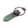 Natural Green Aventurine & Amethyst Sword Shape Big Pendants G-Q350-07K-2