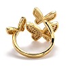 Brass Micro Pave Clear Cubic Zirconia Cuff Rings RJEW-O044-07G-2