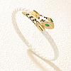 Alloy Cubic Zirconia & Enamel Braided Syntheti Leather Cord Cuff Bangles FS-WG13903-06-1