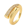 Rack Plating Brass Micro Pave Clear Cubic Zirconia Open Cuff Finger Rings for Women RJEW-M028-95G-4