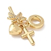 Brass Micro Pave Clear Cubic Zirconia European Dangle Charms KK-D502-13D-G-2