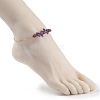 Natural Amethyst Chips Beaded Anklets Set with 304 Stainless Steel Cable Chains AJEW-AN00481-03-3