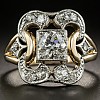 Square Brass Micro Pave Clear Cubic Zirconia Finger Rings FS-WG35D08-03-1