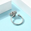 Flower Rotatable Open Cuff Rings for Women RJEW-G333-01I-3