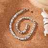 Brass Pave Clear Cubic Zirconia Rectangle & Flat Round Link Bracelets BJEW-YWC0002-02A-1