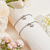 2Pcs Heart Non-Tarnish Stainless Steel Charm Bracelets BJEW-CN0001-23P-4