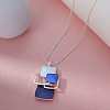 Multi Square Brass Blue Enamel Pendant Necklaces for Women FS-WG21173-01-4