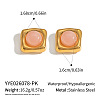 304 Stainless Steel Natural Rose Quartz Stud Earrings for Women OU7519-4-1