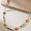 Flower Brass Enamel Link Anklets WG09DCF-01-3