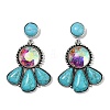 Alloy Synthetic Turquoise Dangle Stud Earrings EJEW-U053-04A-AS-4