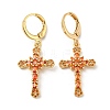 Real 18K Gold Plated Brass Dangle Leverback Earrings EJEW-A033-03G-05-1