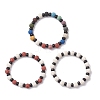 3Pcs Natural Lava Rock & Coconut Shell Beaded Stretch Bracelets for Women Men BJEW-JB12470-2