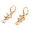 Rack Plating Golden Brass Dangle Leverback Earrings EJEW-B037-12G-2