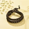 Round Natural Lava Rock Braided Wrap Bracelet BJEW-JB08176-2