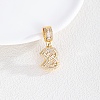 Brass Clear Cubic Zirconia European Dangle Charms LS-KK-R003-01G-03-1