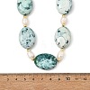 Adjustable Natural Fire Crackle Agate(Dyed & Heated) Oval and Pearl Braided Bead Necklaces NJEW-JN06570-3
