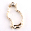 Rack Plating Alloy Kitten Open Back Bezel Pendants PALLOY-S047-02E-FF-2